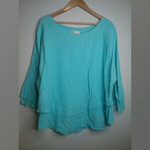 Cotton Collection Aqua Layered Tunic Size XXL